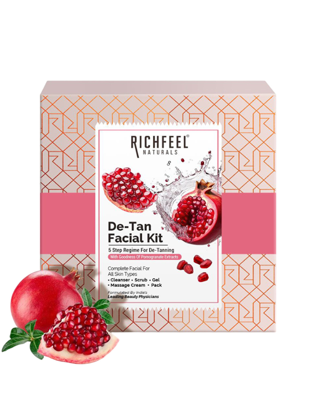 Richfeel 5 Step De-Tan Facial Kit with Pomegranate Kernels - 30 g