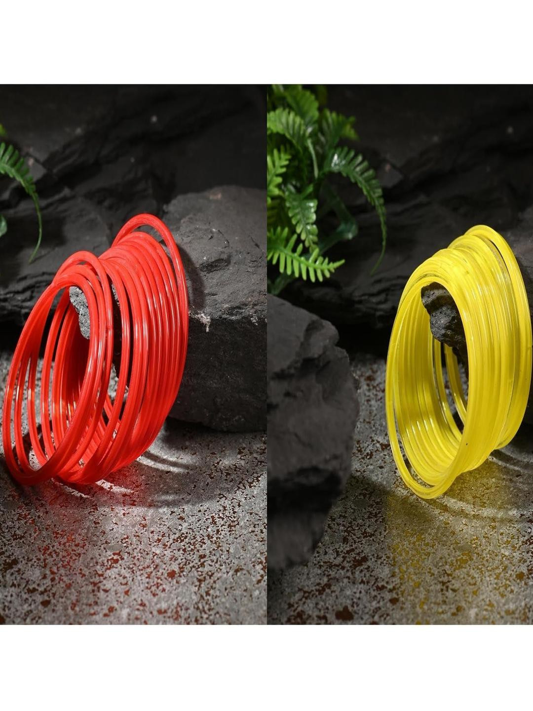 SOMIL Women Pack Of 2 Red And Yellow Glass Ethnic Handcrafted Traditional Bangle