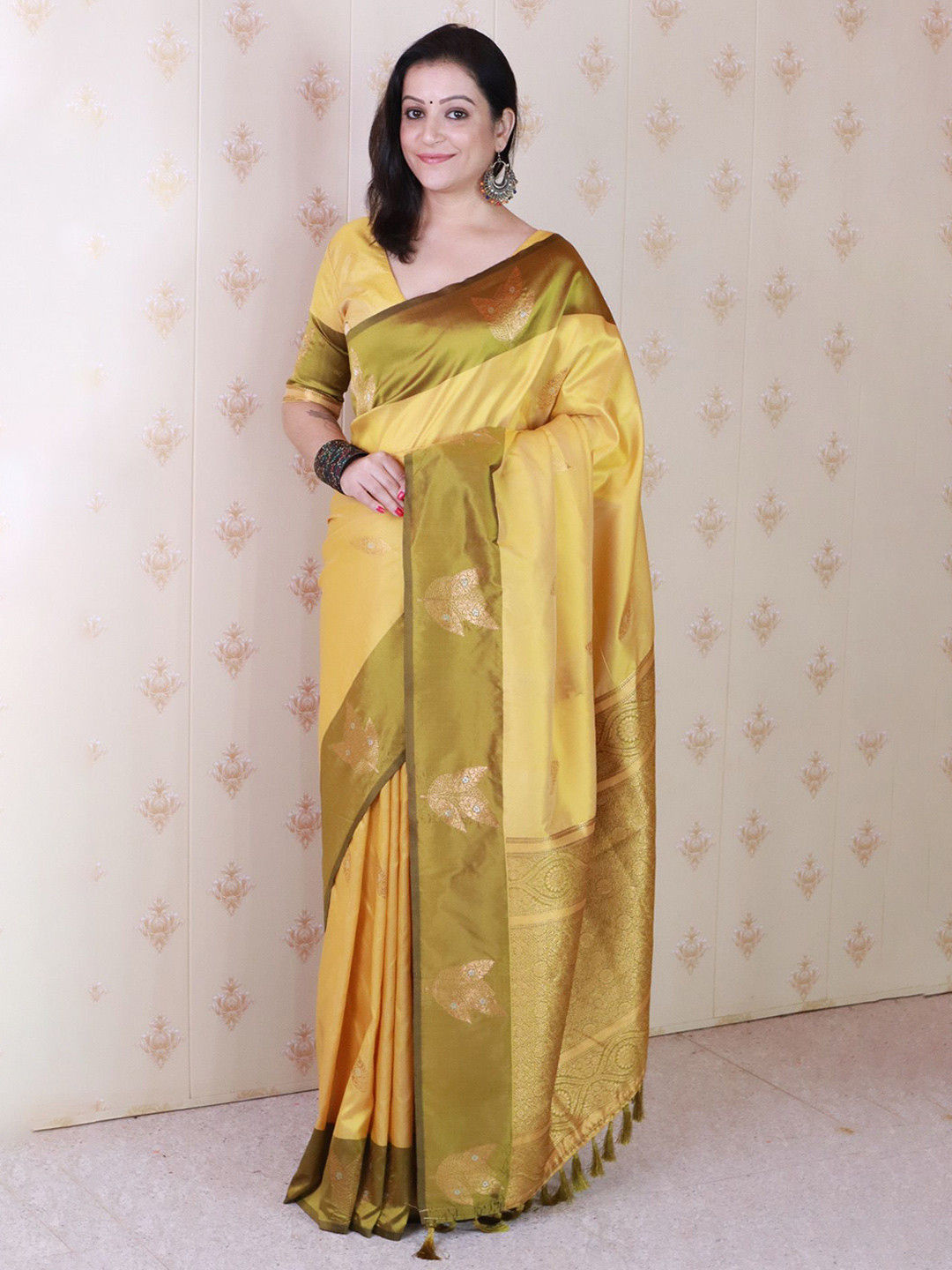 all about you Woven Design Zari Silk Blend Banarasi Saree