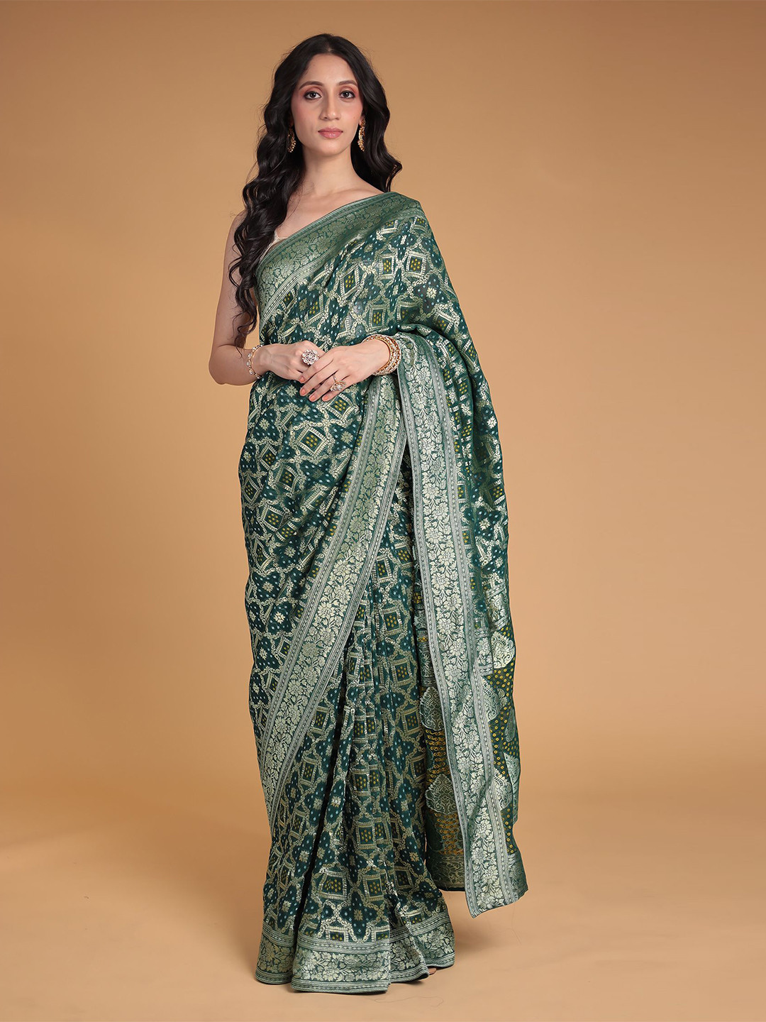 ZARI Woven Design Jaipur Georgette Saree with Banarasi Texture
