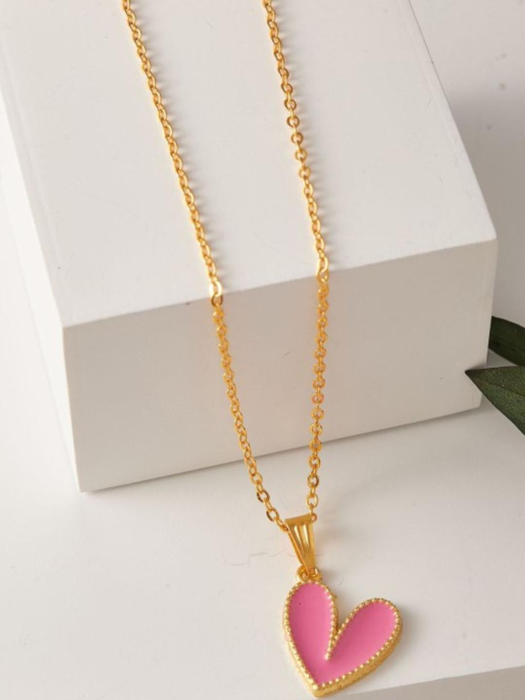 Tipsy closet Pink Gold-Plated Artificial Stones and Beads Stainless Steel Necklace