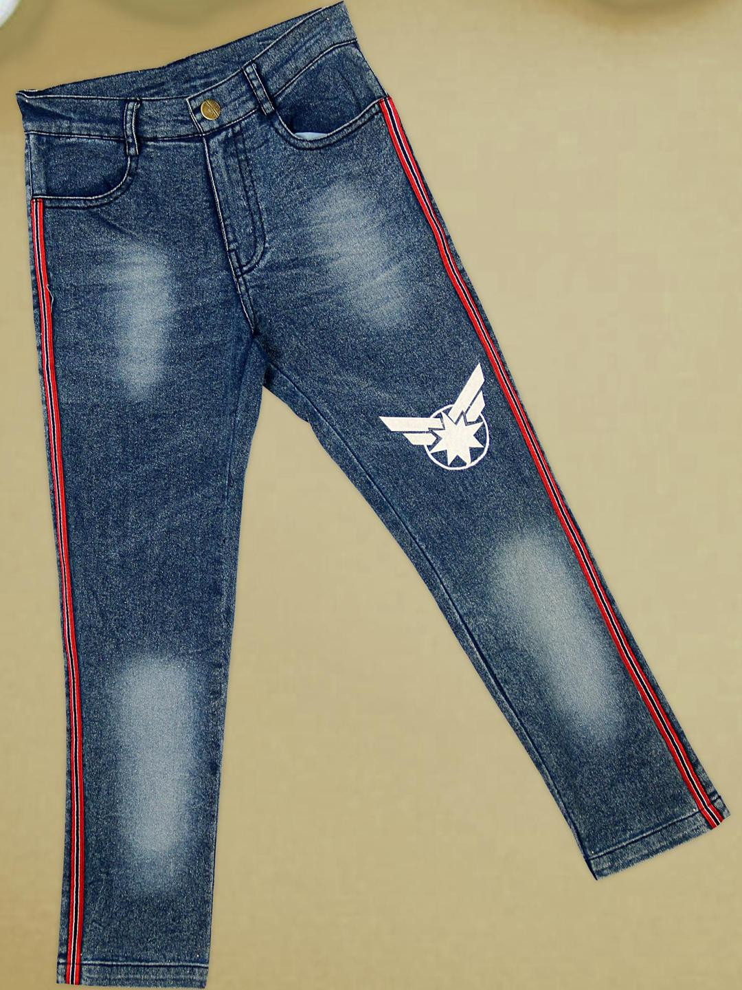 ME N MY Kids Regular Fit Mid-Rise Light Fade Printed Jeans