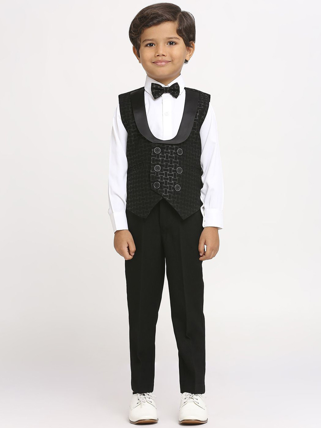 YK Boys Embossed Double-Breasted Four-Piece Party Suit