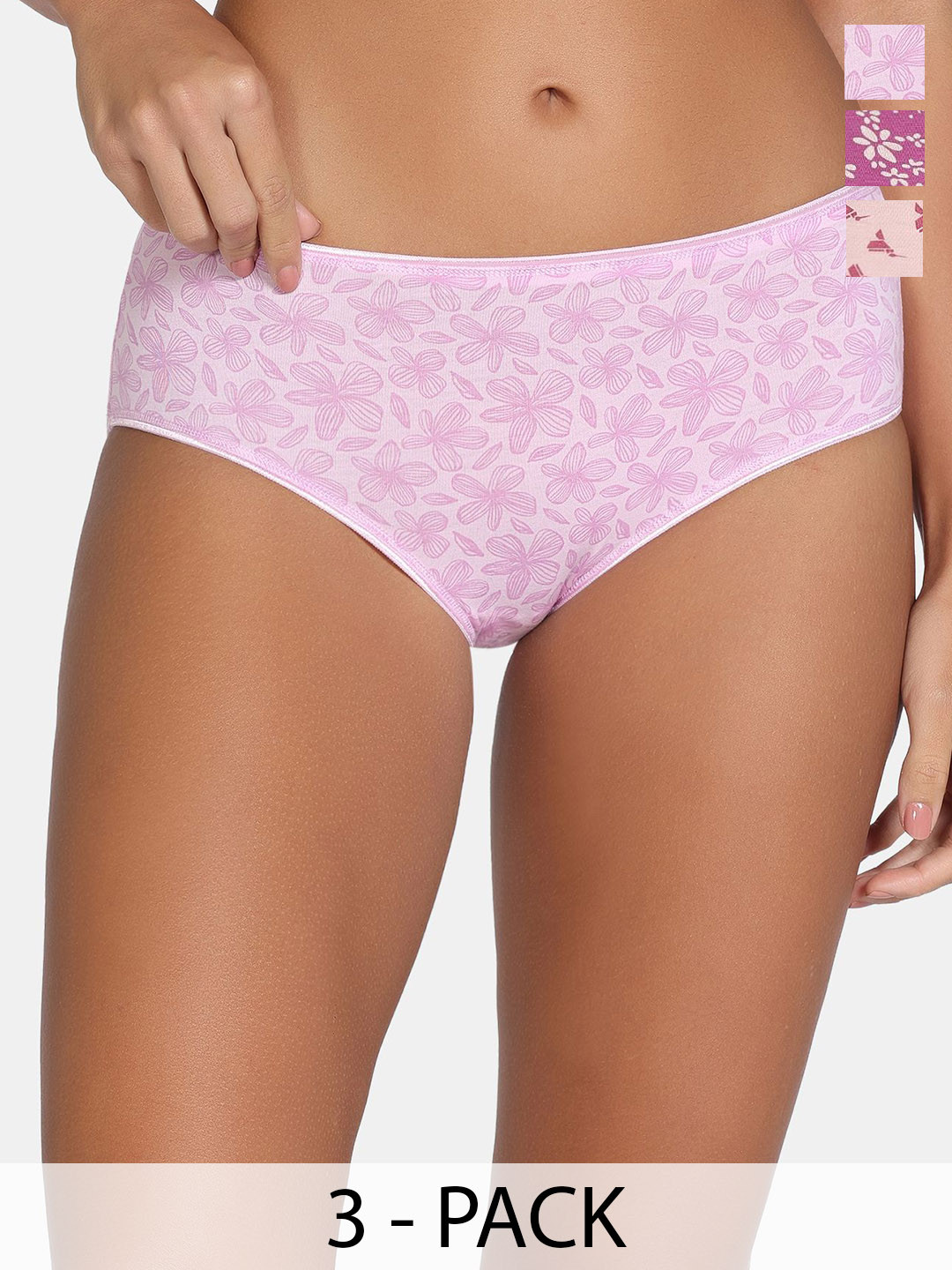Zivame Pack Of 2 Printed Low-Rise Hipster Briefs ZI28CP-Pirout EngRose RoseSor