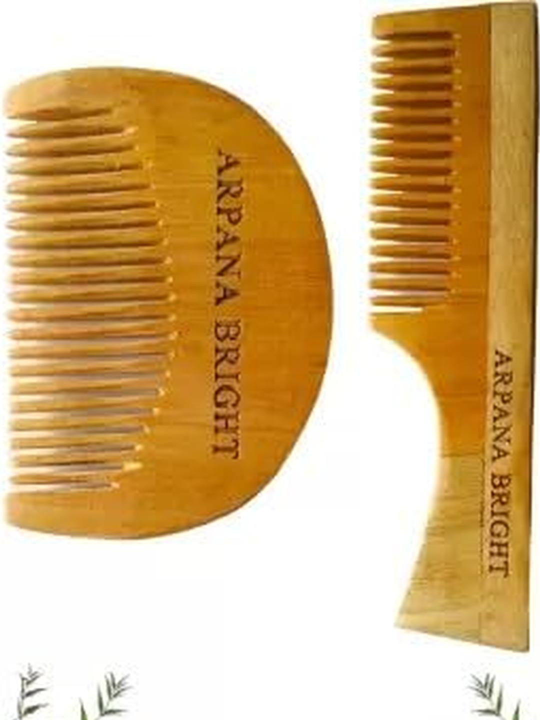 Neem Wooden Beard & Handle Comb Pack of 2 Growth, Hairfall, Dandruff, Frizz Control