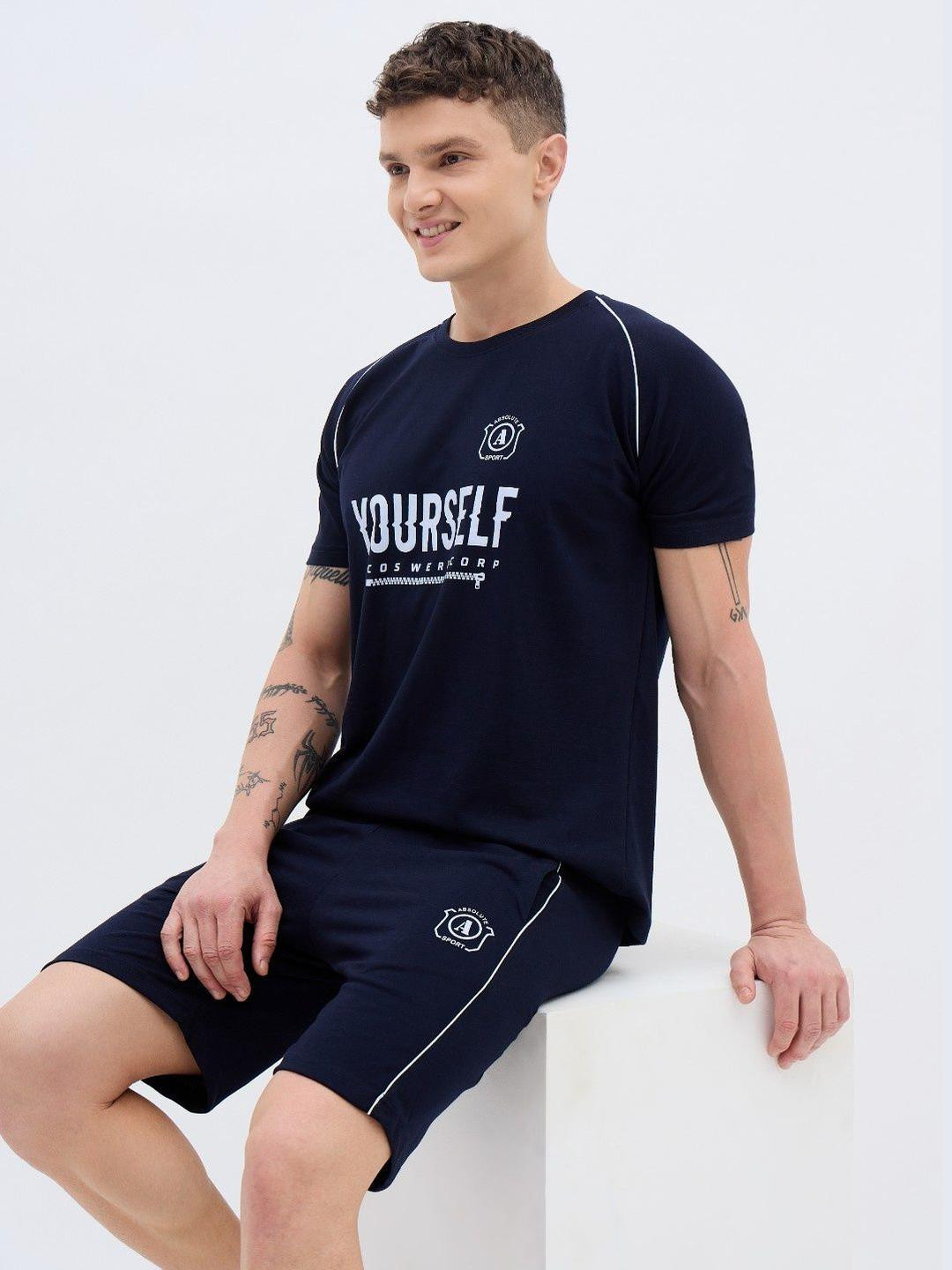 ARRAY Printed Round Neck Pure Cotton T-Shirt With Shorts Co-Ords