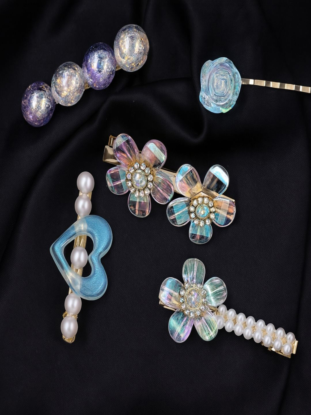 ANNA CREATIONS Women Set Of 5 Premium Korean Stylish Alligator Hair Clip