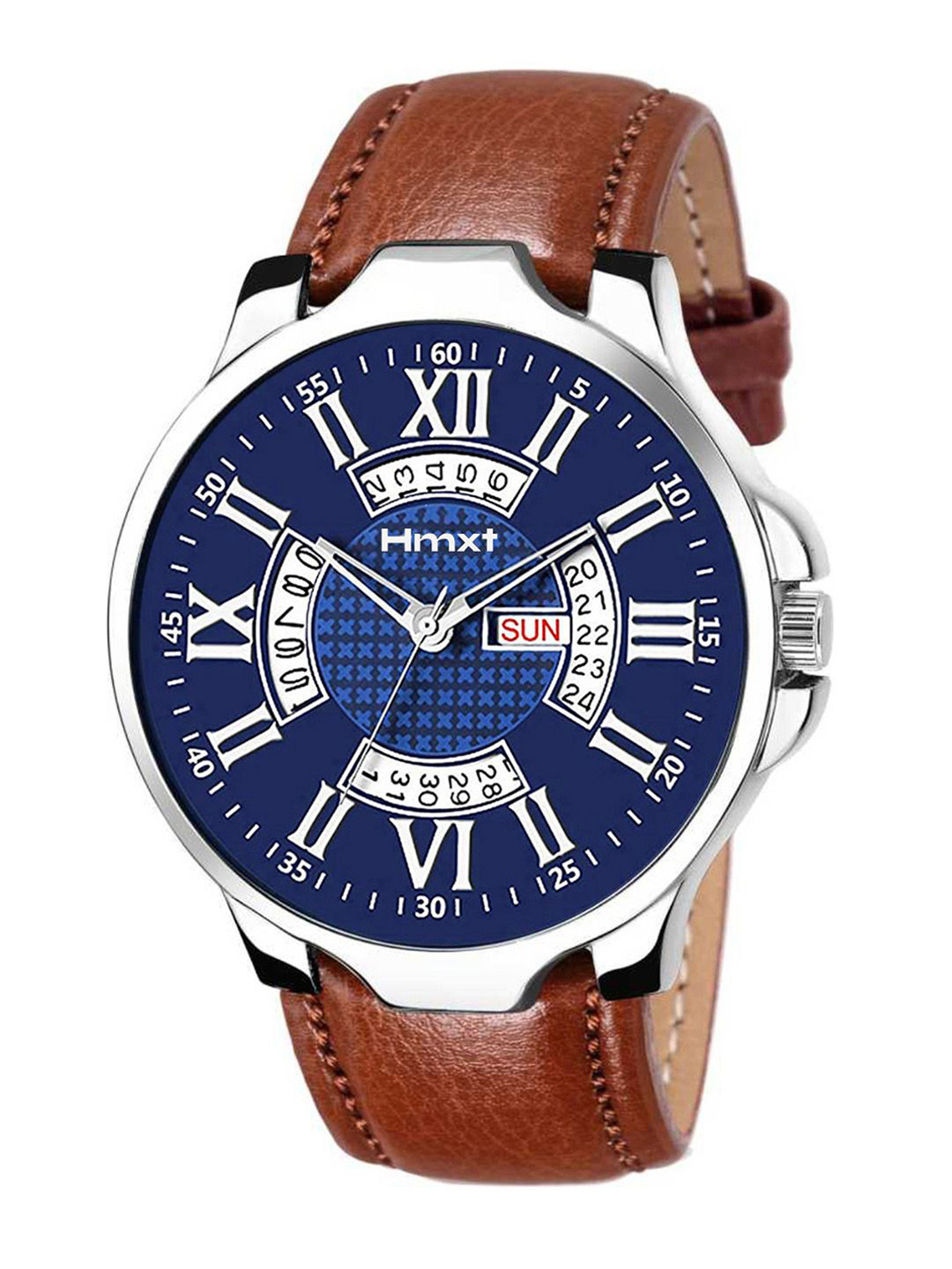 HMXT Day n Date Men Printed Dial & Leather Straps Analogue Watch HMXT-35