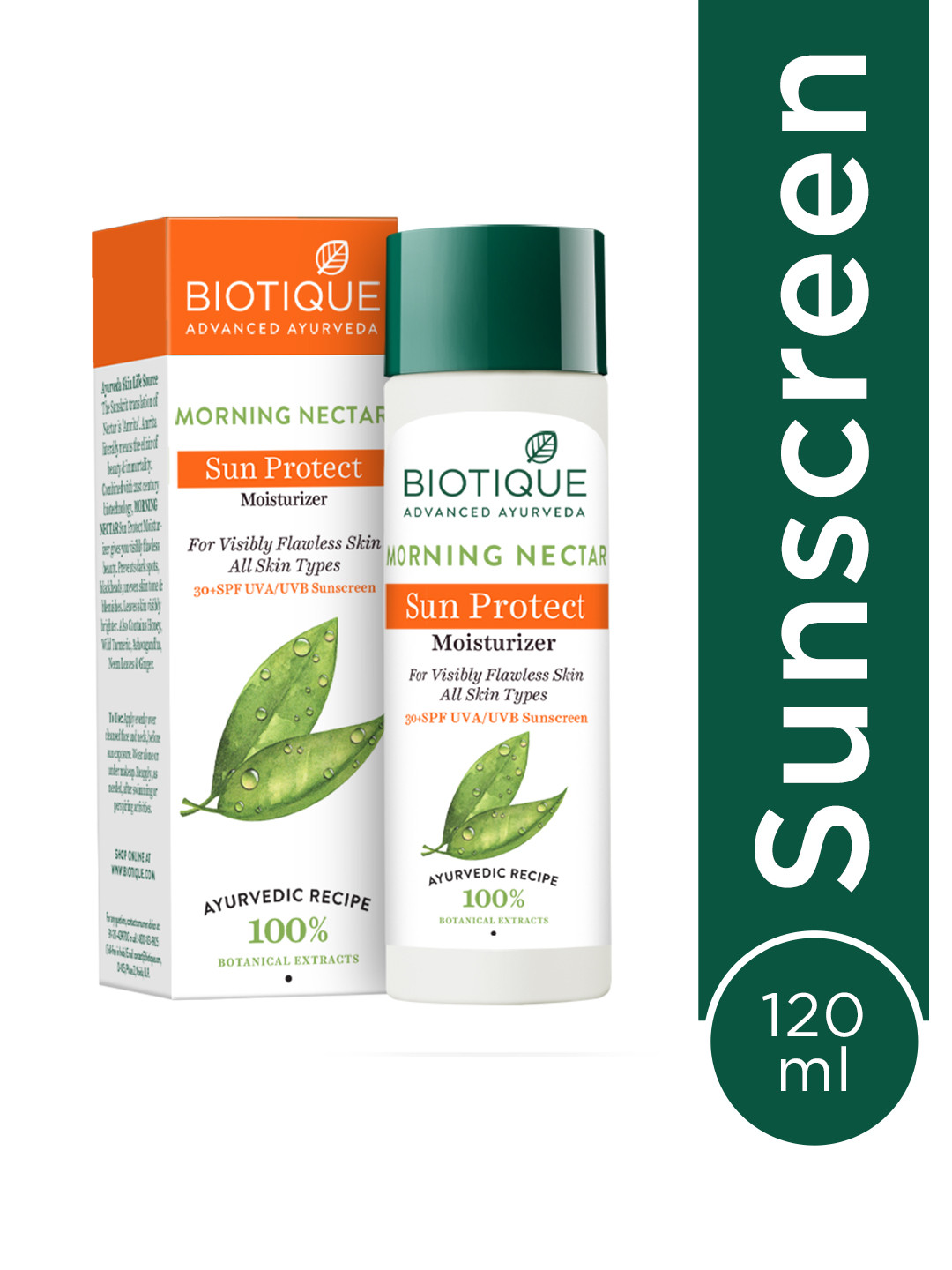 Biotique Morning Nectar SunProtect 30+SPF UVA+UVB Visibly Flawless Skin Moisturizer 120ml