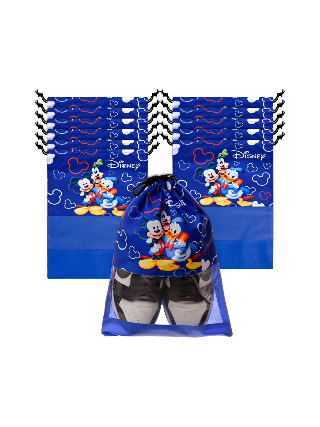 YK Blue & White 12 Pieces Mickey Team Printed Shoes Organisers