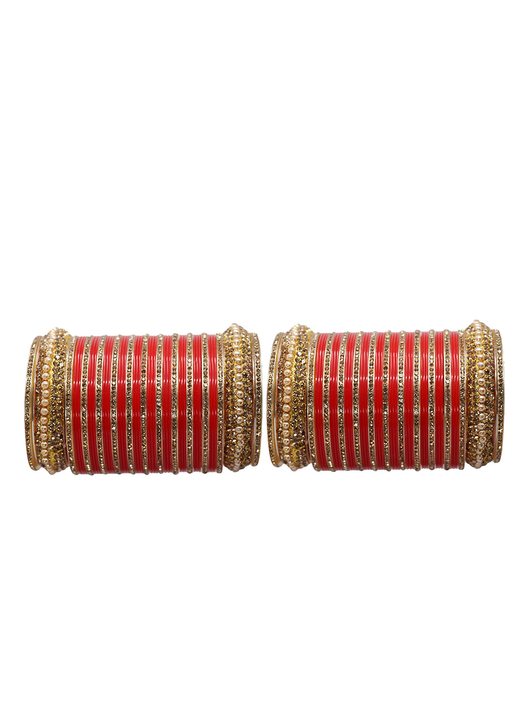 VICONO Set Of 90 Gold-Plated Stone-Studded Bangles