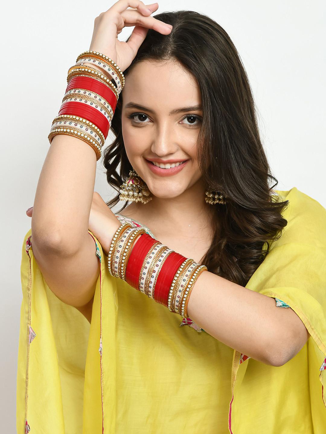 VICONO Set Of 40 Gold-Plated American Diamond-Studded Bangles