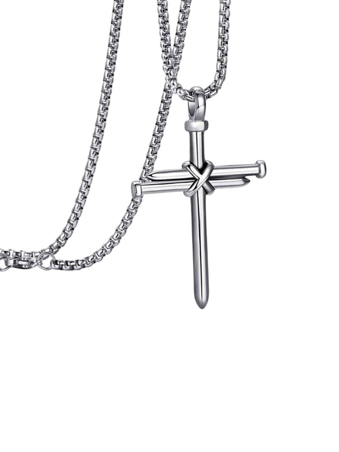 RV Jewels Unisex 925 Sterling Silver -Plated Geometric Pendants With Chain