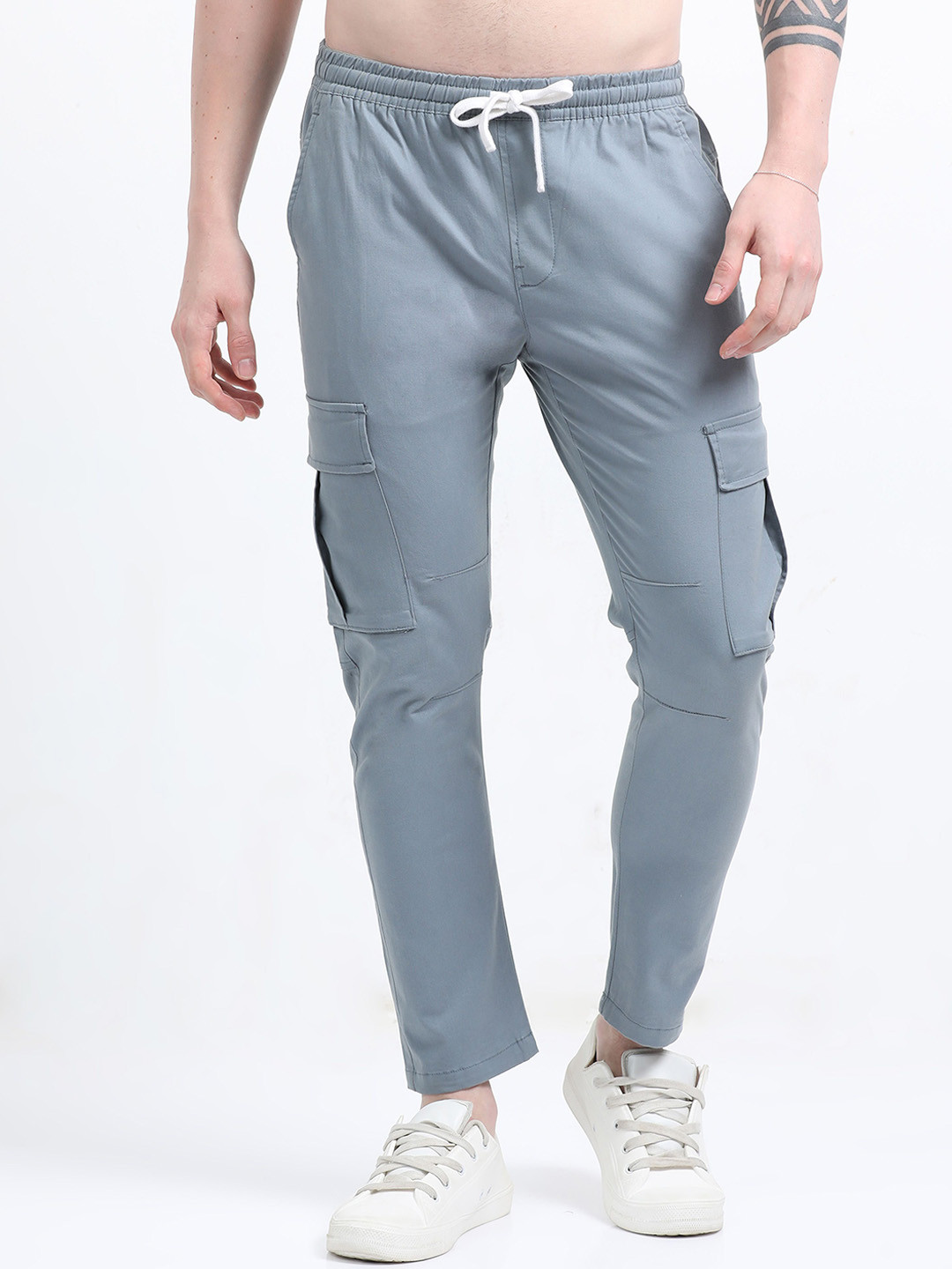 SWISS HORN Men Cotton Stretchable Cargo Track Pants