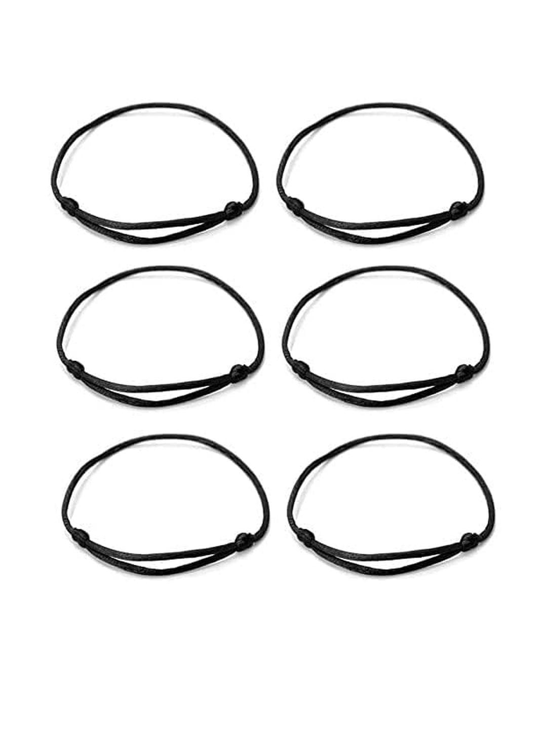 SUSVIJ Pack of 6 Unisex Black Sliding Knot Bracelets