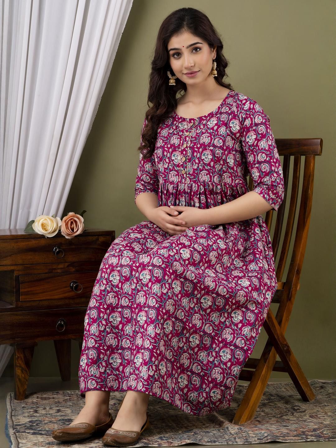 CLOTHYCORP Floral Printed Pure Cotton Maternity Kurti