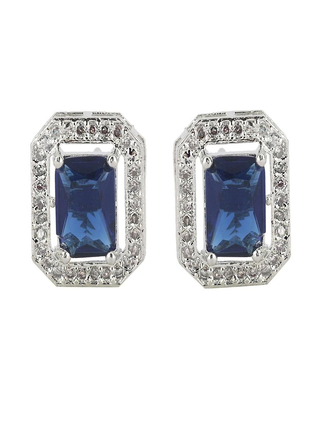 GlammTank  Silver-Plated American Diamond Alloy Earrings