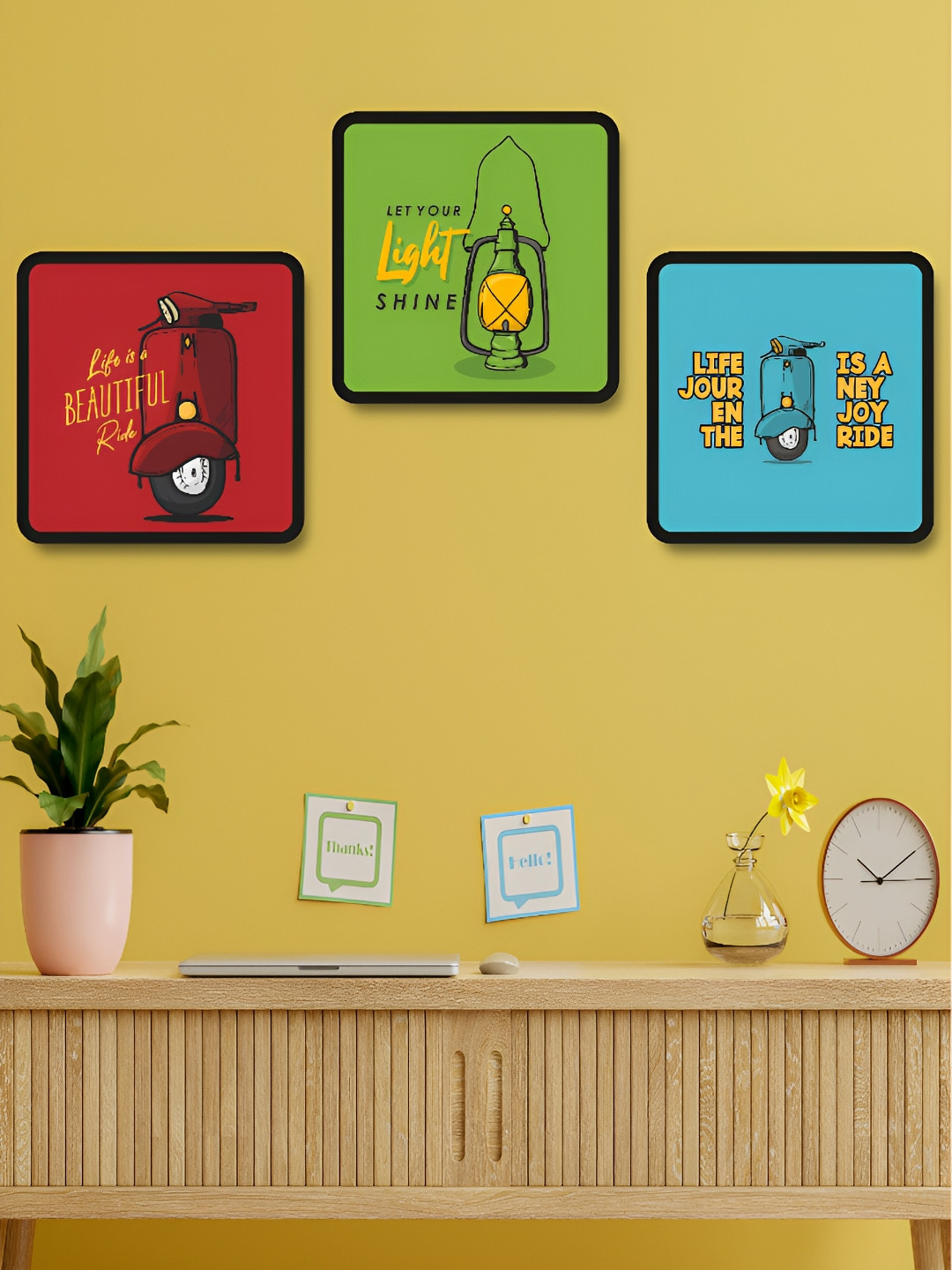 Livin'luxe Scooter Theme Wall Art Set Of 3 Paintings