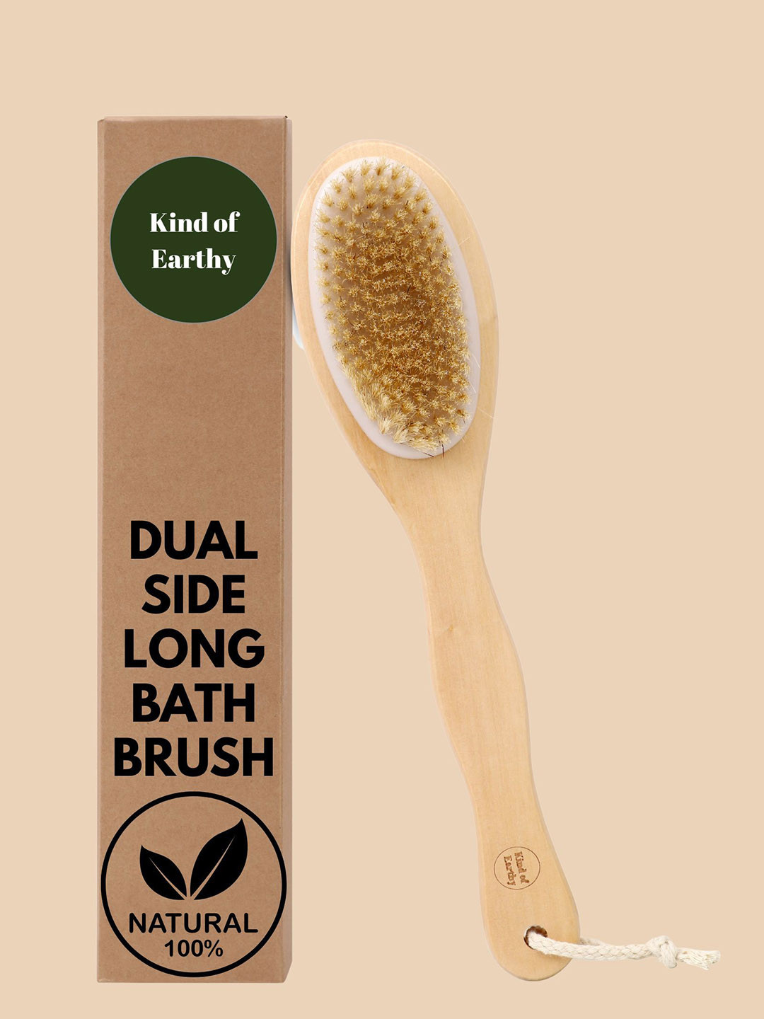 Kind of Earthy Double-sided Bath Brush With Massager & Long Handle