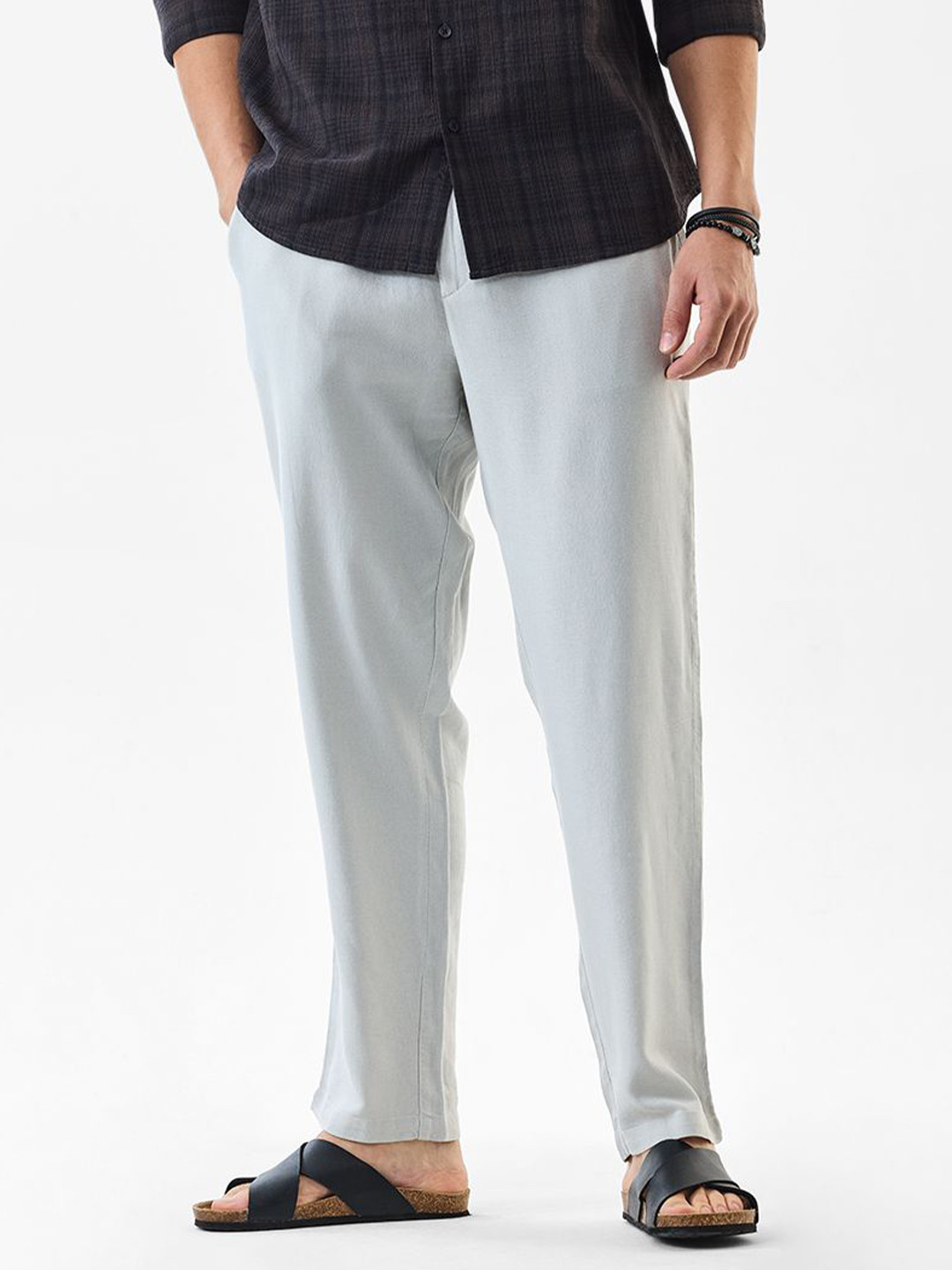 Snitch Men Mid-Rise Relaxed Fit Soft Functional Regular Trouser