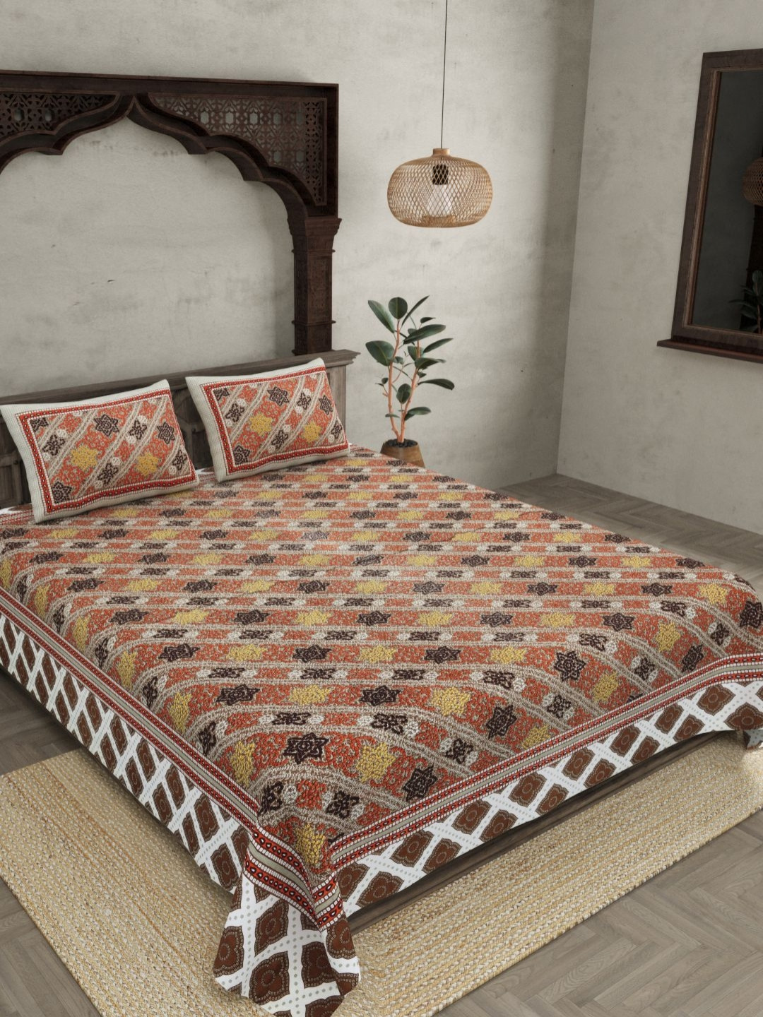 BED-SHEET.COM Floral 180 TC King Bedsheet with 2 Pillow Covers-2.74m x 2.28m