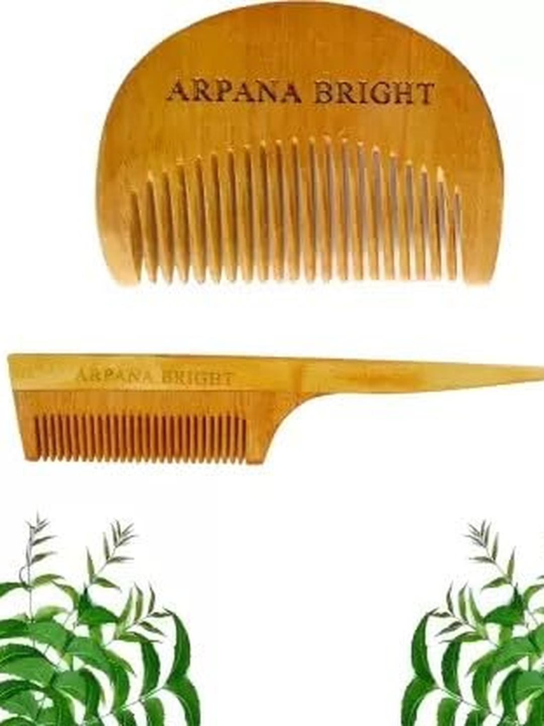 Neem Wooden Beard & Tail Comb Pack of 2 Growth, Hairfall, Dandruff, Frizz Control