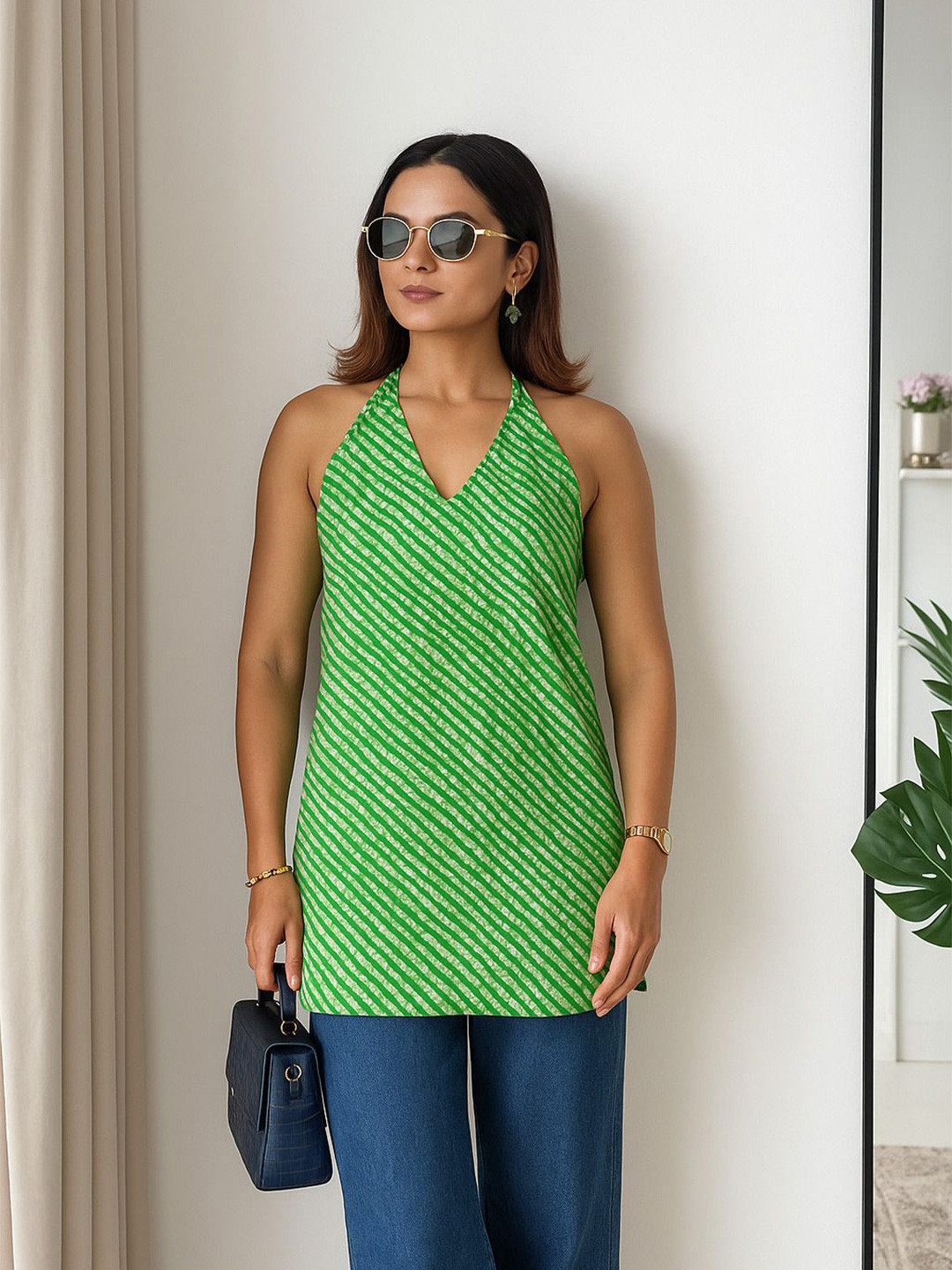 KAORI BY SHREYA AGARWAL Women Lehariya Printed Daily Cotton Straight Kurti