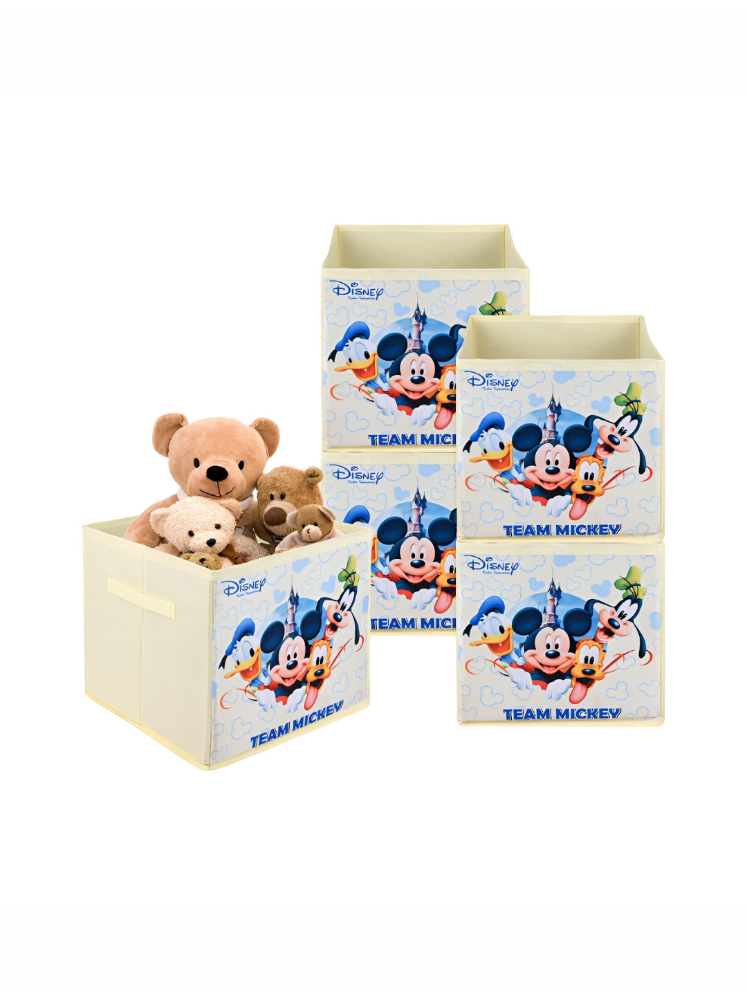 YK Cream-Coloured & Blue 5 Pieces Disney Team Printed Multi-Utility Organisers
