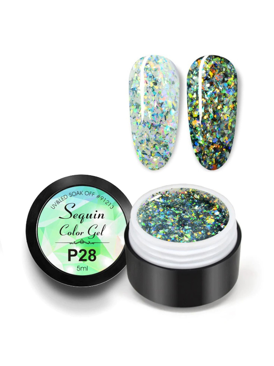 BELLE GAGA Laser Glitter Galaxy Cat Eye Magic Nail Polish- 5 ml- Shade- P28