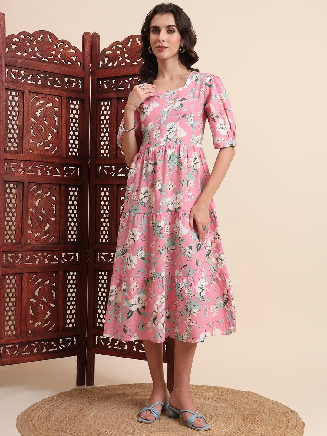 Adi Women Pink Cotton Kurtas