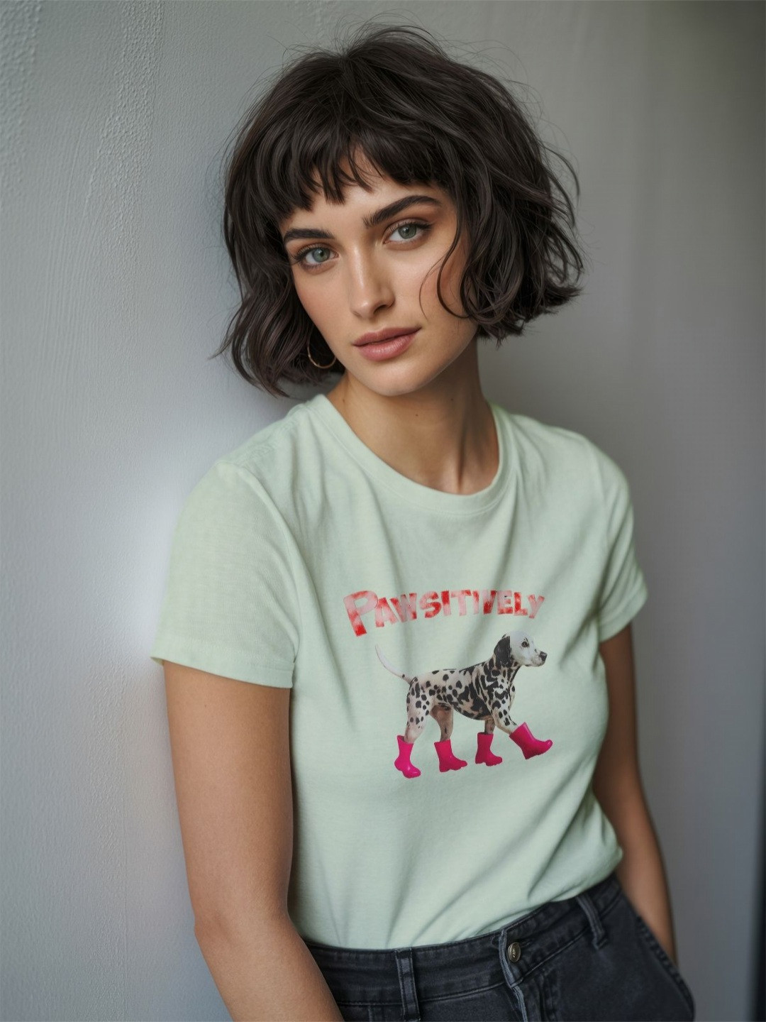GRACE & JACK Women 101 Dalmatians Graphic Printed Round Neck Cotton T-shirt