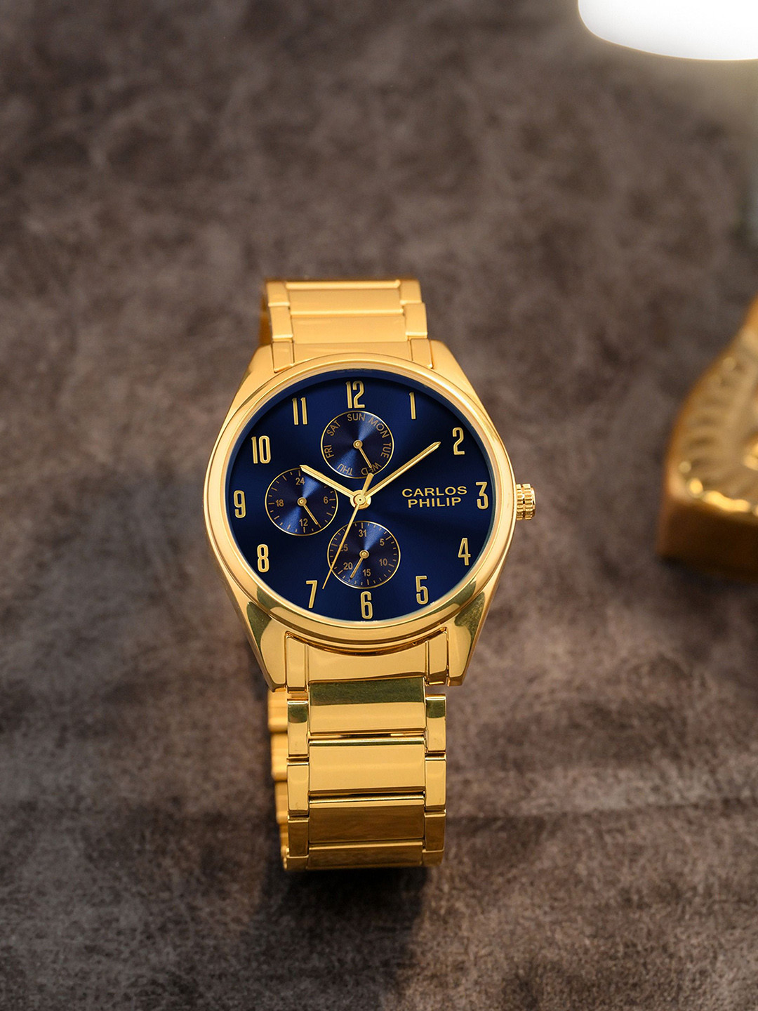 CARLOS PHILIP Men Bracelet Style Straps Analogue Watch Core RSG 16 Blue IGP