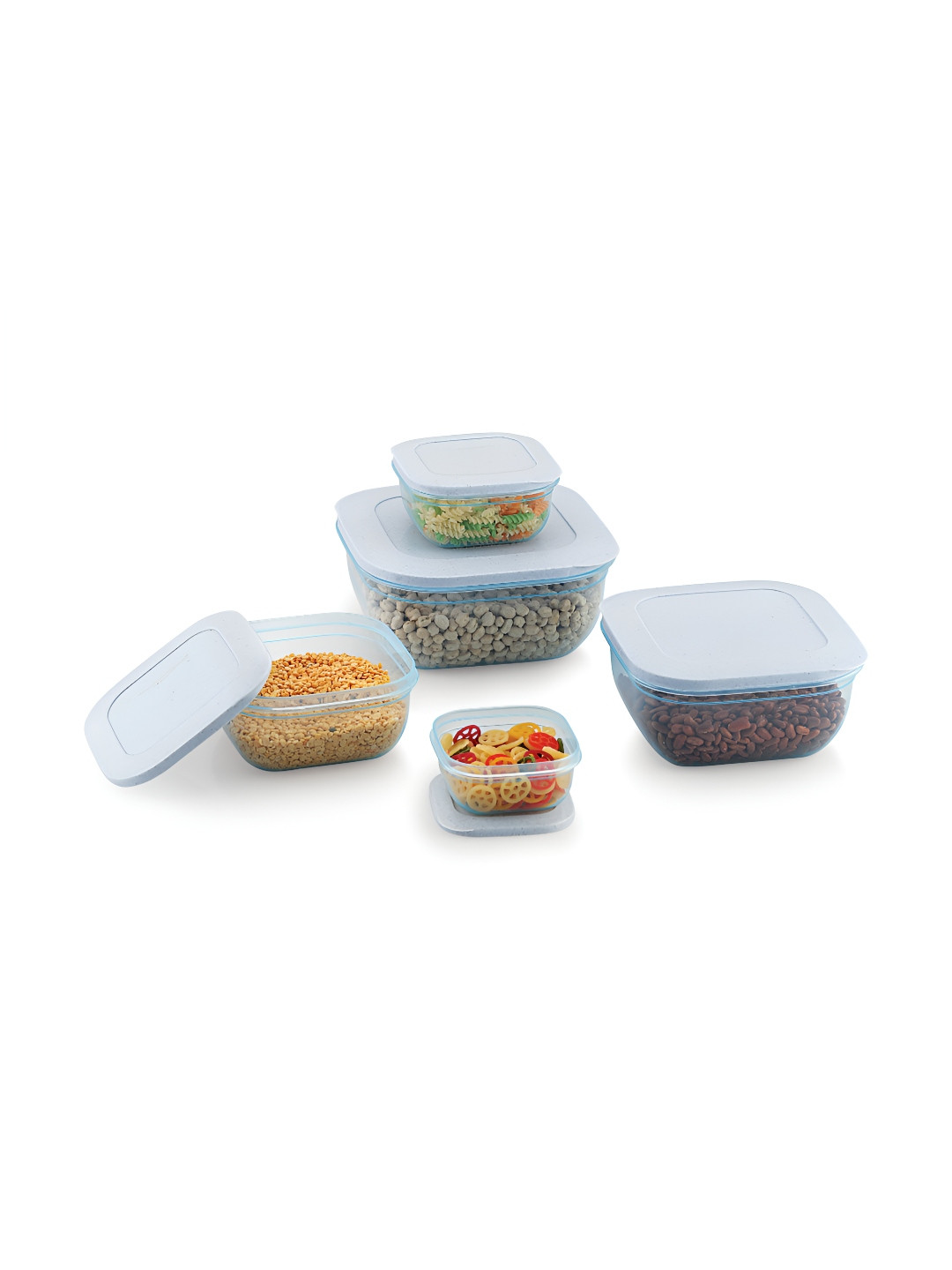 MATVIZO Blue 5 Pieces Square Air Tight  Fridge Container Containers