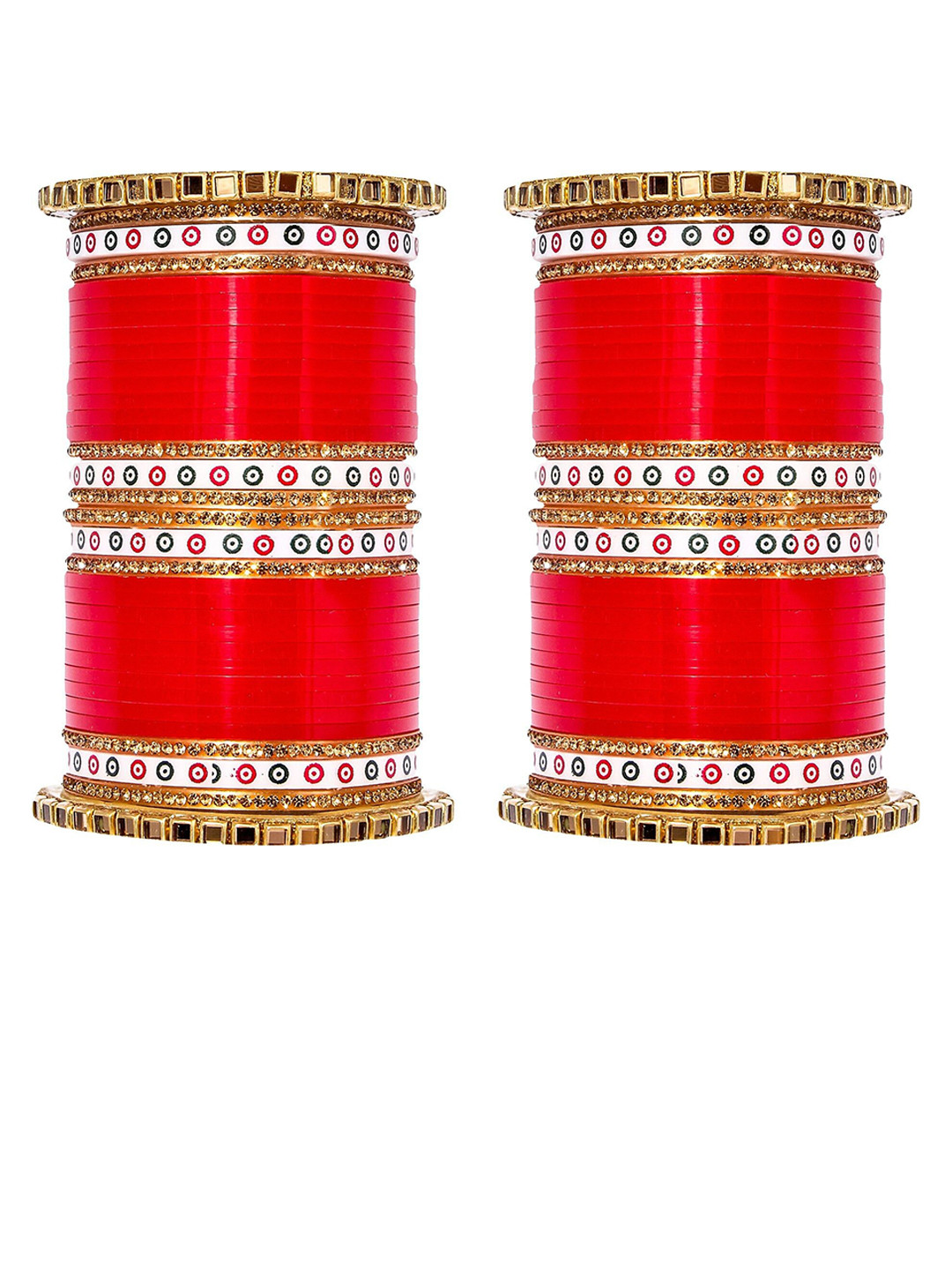 trylo fashion Set Of 34 Gold-Plated Stone-Studded Bangles
