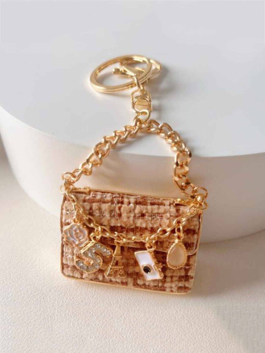 SALTY White & Yellow Embellished Mini Paris Purse Bag Charm