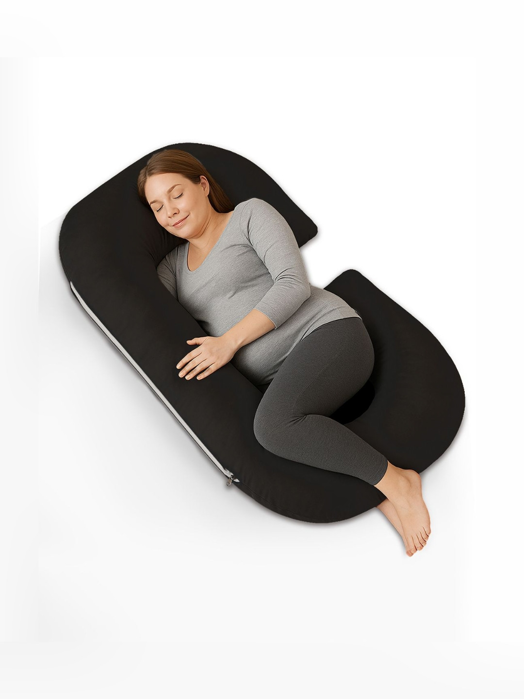 Aura Black Memory Foam Filled Microfibre C Shaped Maternity Pillow