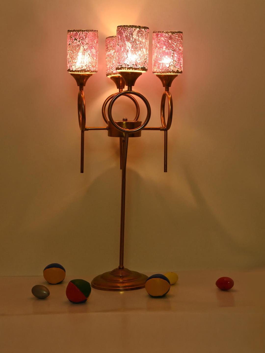 SOMIL Floor Lamp with Metal Base and Four Glass Shades