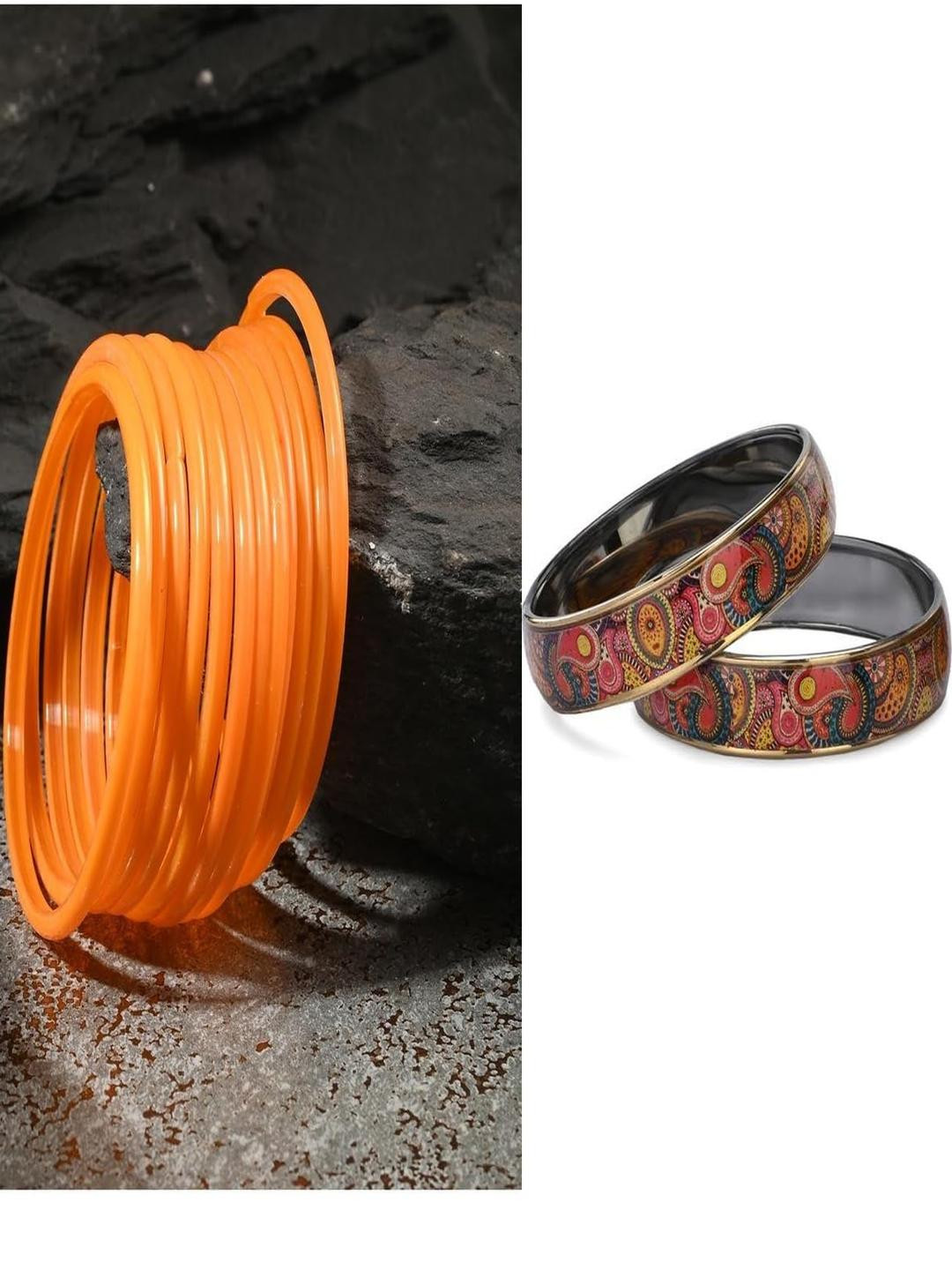 SOMIL Set Of 16 Glass Printed Bangles