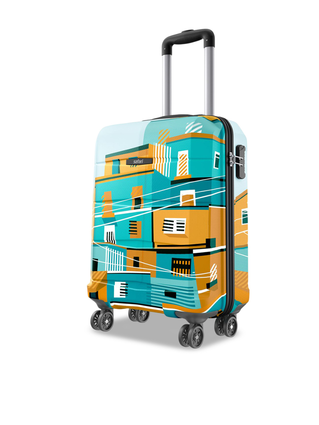 Safari Oasis Neo Printed 8-Wheel Hard-Sided Cabin Trolley Bag