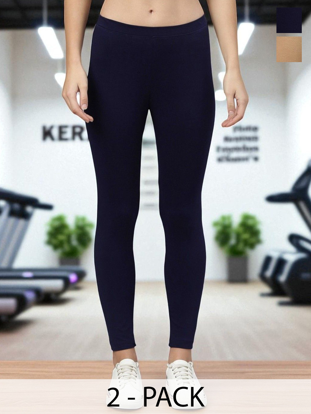 Seiyon Tex Pack Of 2 Skinny-Fit Ankle Length Cotton Leggings