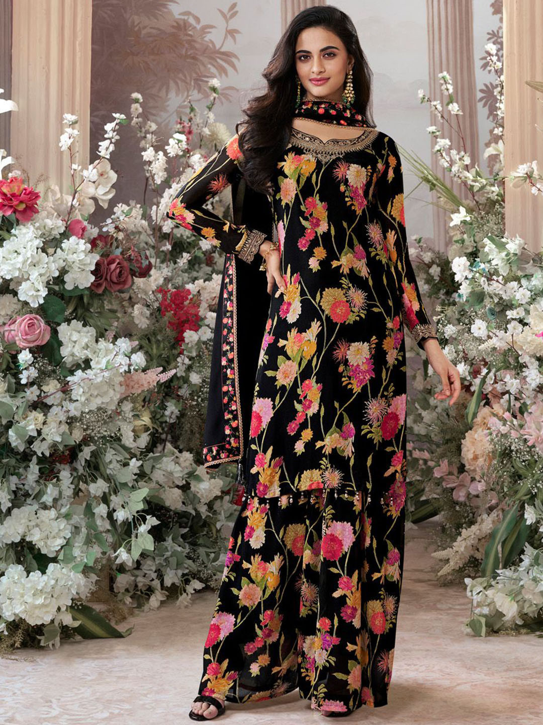 Seerat Women Floral Embroidered A-Line Kurta with Palazzo & Dupatta