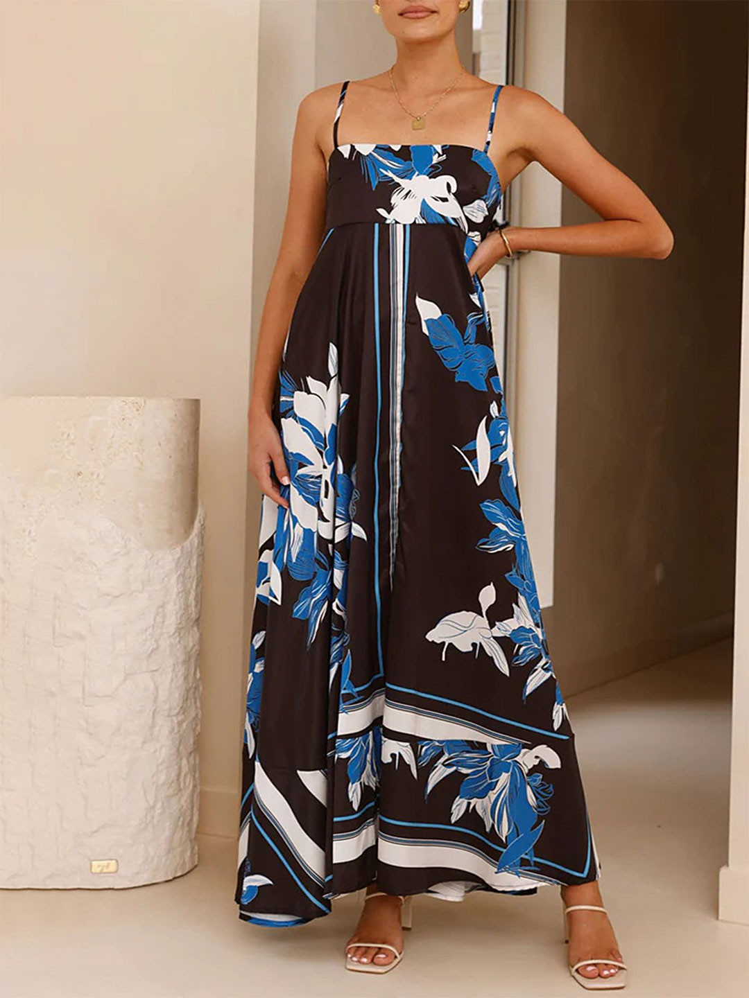 LULU & SKY Women Floral Print Empire Silhouette Maxi Dress