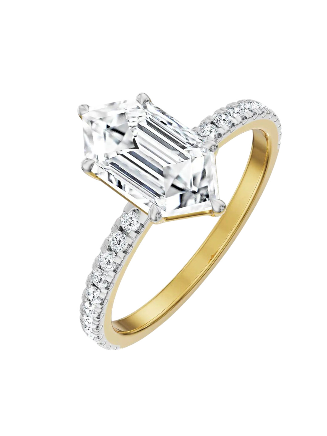 Emori 18KT Custom Hexagon Lab  Ring Diamond