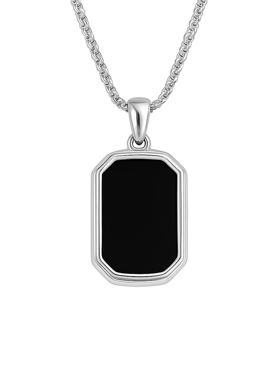 Cyan spritual Men 925 Sterling Silver Rhodium-Plated Contemporary Pendent With Chain