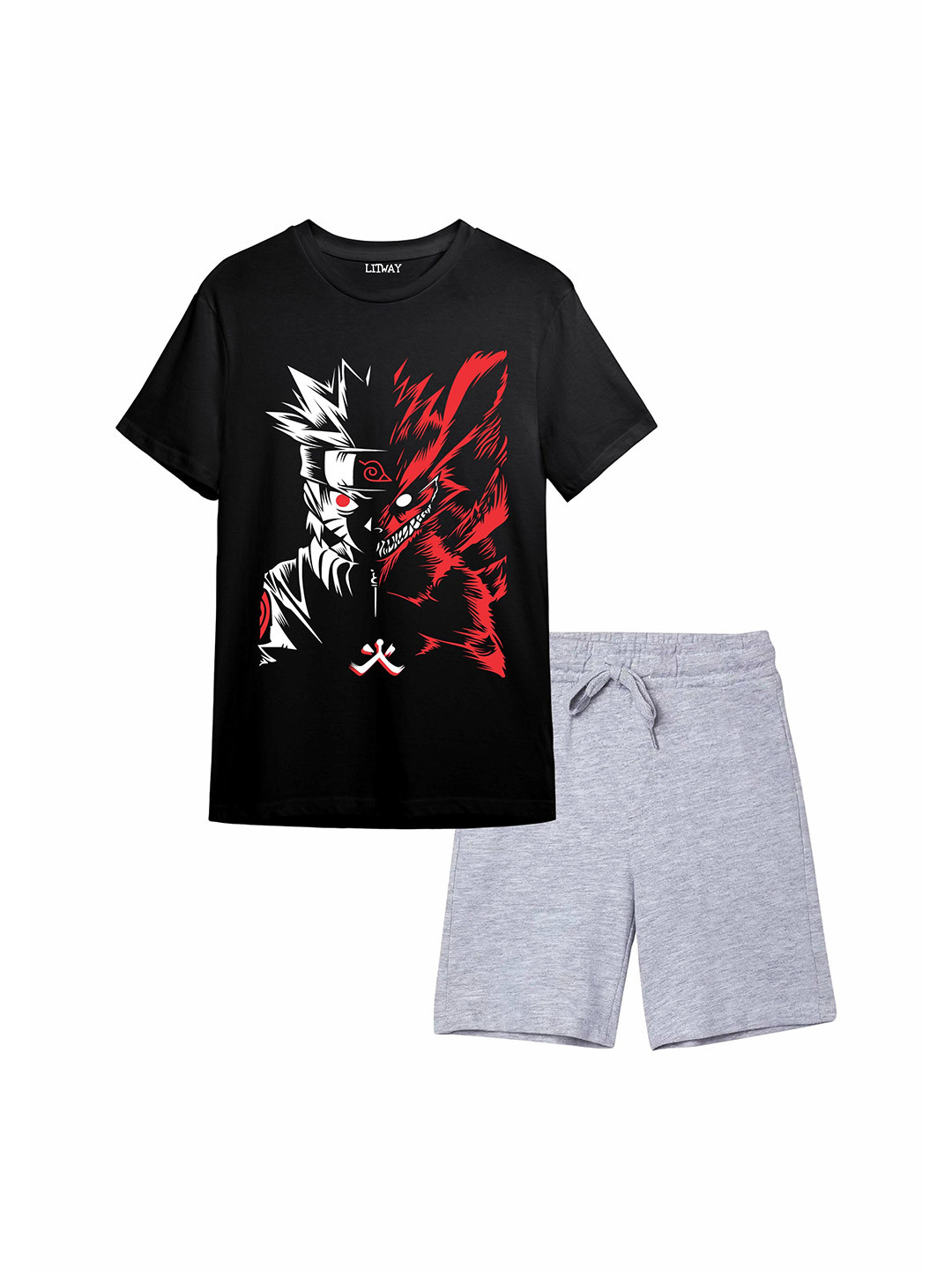 LITWAY Boys Printed T-shirt with Shorts