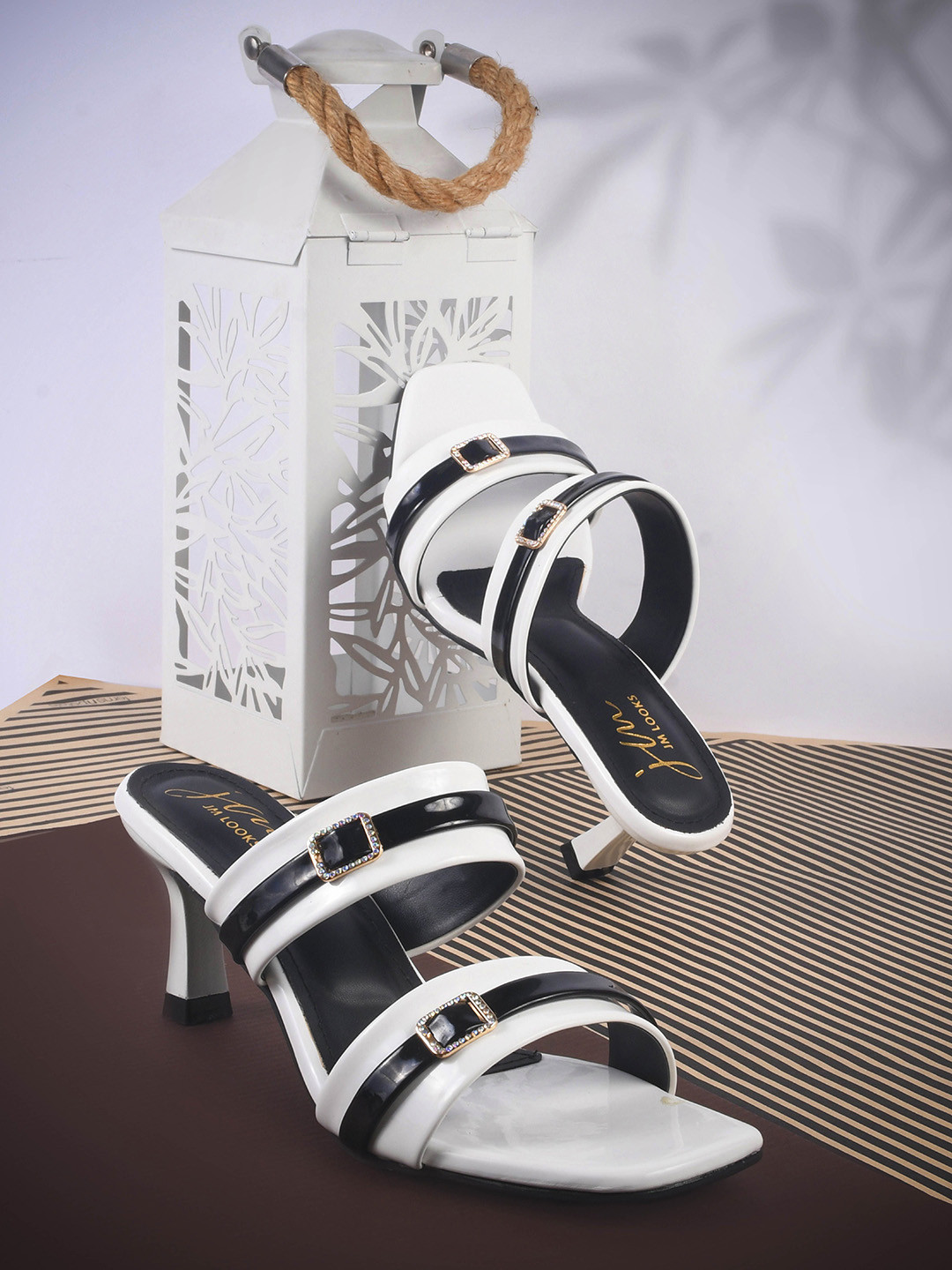 JM Looks Women Block Heeled Sandal Double Strap Slip On Sandal