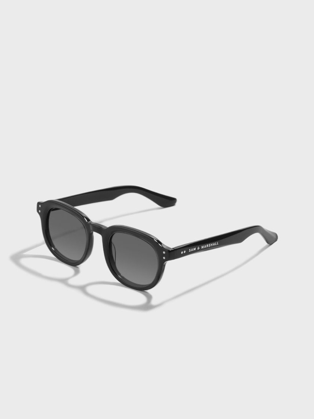SAM & MARSHALL Unisex Round Sunglasses with Polarised and UV Protected WINDSOR_BLACK_2984