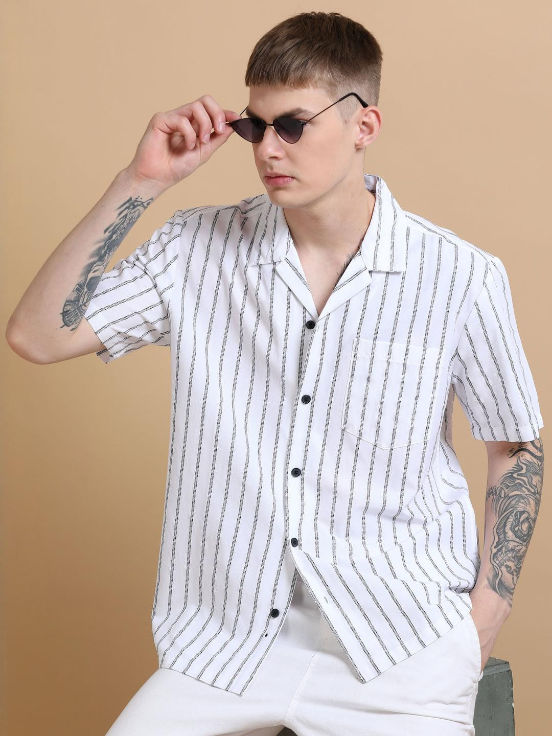 StitchX Men's Half Sleeve Vertical Stripes Shirt