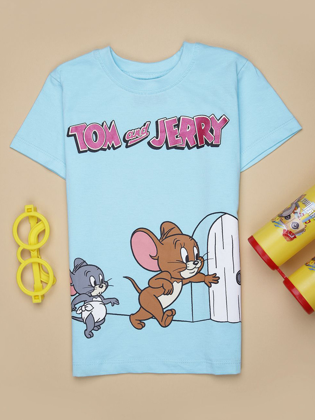 V-Mart Boys Tom & Jerry Graphic Printed Round Neck Cotton T-shirt