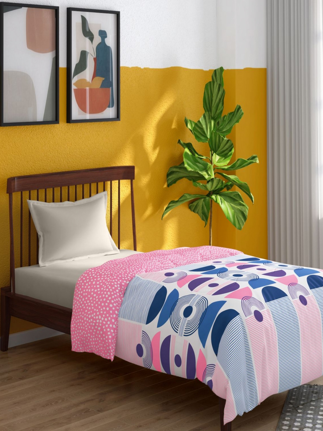 Portico Pink & Blue Floral AC Room 90 GSM Single Bed Comforter